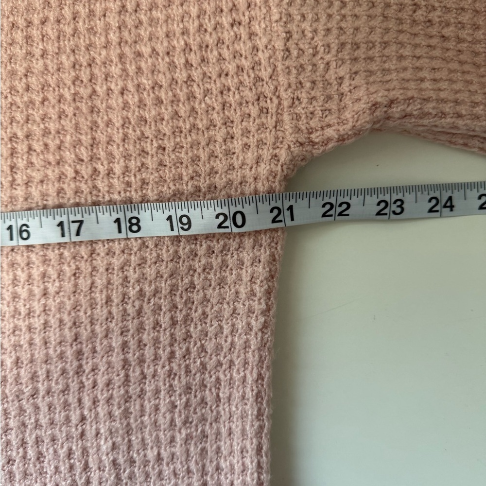 American Eagle Sweater Solid Light Pink Waffle Kn… - image 6